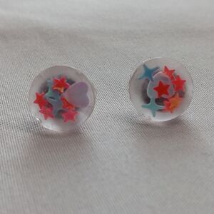 Hand Crafted Red and Pink Earrings Whimsical Design